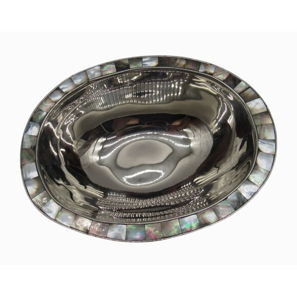 MICHAEL ARAM Stainless Steel Bowl with Mother Of Pearl Accent 11" - Picture 10 of 12